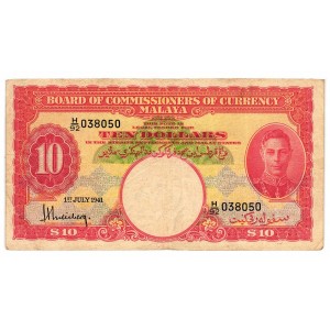 MALAYA 10 Dollars 1941
