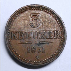 AUSTRIA 3 Kreuzer 1851 A