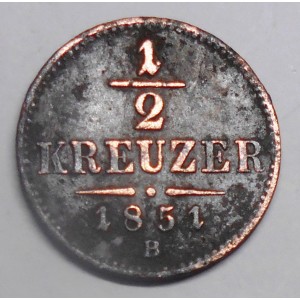 AUSTRIA 1/2 Kreuzer 1851 B
