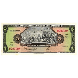 EL SALVADOR 5 Colones 1988...