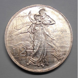 2 Lire 1911 CINQUANTENARIO...