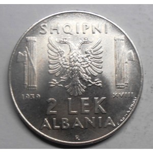 ALBANIA 2 Lek 1939 poco...