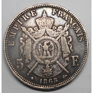 FRANCE 5 Francs 1868BB...