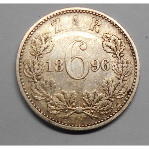 SOUTH AFRICA 6 Pence 1896 AG