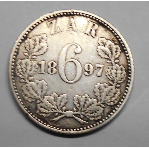 SOUTH AFRICA 6 Pence 1897 AG