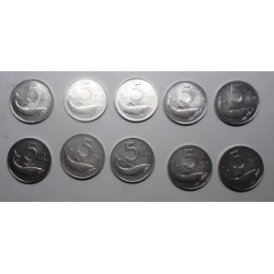 5 Lire 1954 Lotto n.10 pz. FDC