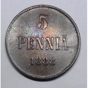 FINLAND 5 Pennia 1888
