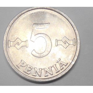 FINLAND 5 Pennia 1977 Aluminum