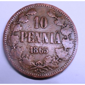 FINLAND 10 Pennia 1865
