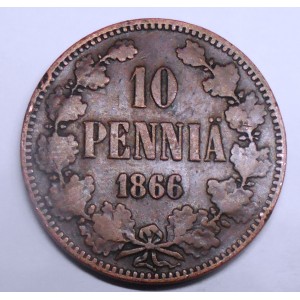 FINLAND 10 Pennia 1866