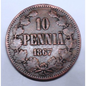 FINLAND 10 Pennia 1867