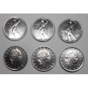 50 Lire 1966 n. 3 pz. FDC