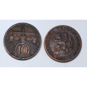 CZECHOSLOVAKIA 10 Haleru 1934
