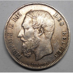 BELGIUM 5 Francs 1869 AG...