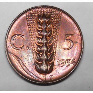 5 Centesimi 1934 FDC