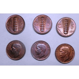 5 Centesimi 1934 n.3 pz. FDC