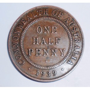 AUSTRALIA 1/2 Penny 1939
