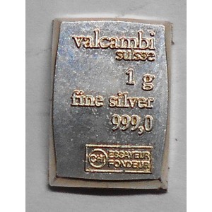 1 gram Silver Bar - Valcambi