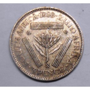 SOUTH AFRICA 3 Pence 1929 AG