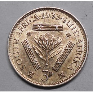 SOUTH AFRICA 3 Pence 1933 AG