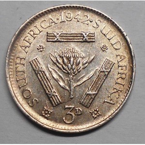 SOUTH AFRICA 3 Pence 1942 AG