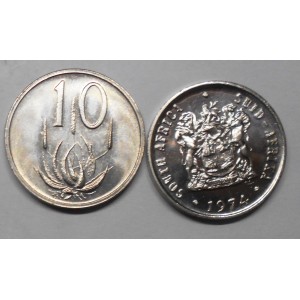 SOUTH AFRICA 10 Cents 1974...