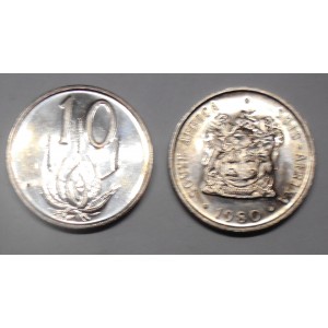SOUTH AFRICA 10 Cents 1980...