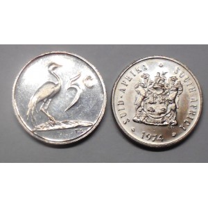 SOUTH AFRICA 5 Cents 1974...