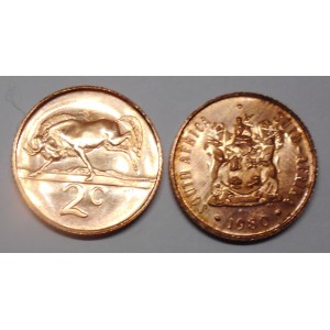 SOUTH AFRICA 2 Cents 1980...