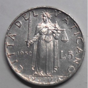 VATICANO 5 Lire 1952