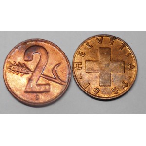 SWITZERLAND 2 Rappen 1954