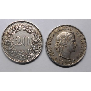 SWITZERLAND 20 Rappen 1962