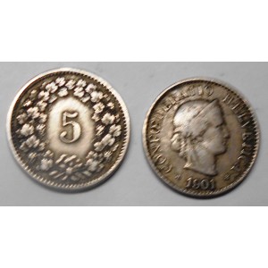 SWITZERLAND 5 Rappen 1901