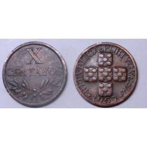 PORTUGAL 10 Centavos 1957
