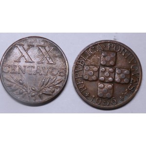 PORTUGAL 20 Centavos 1956