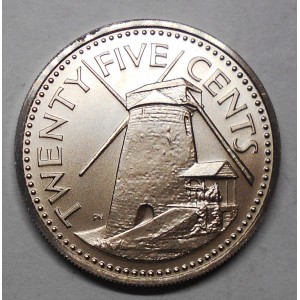 BARBADOS 25 Cents 1973