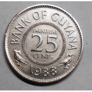 GUYANA 25 Cents 1988