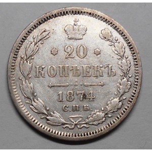 RUSSIA 20 Kopeks 1874 AG