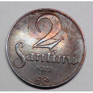 LATVIA 2 Santimi 1922