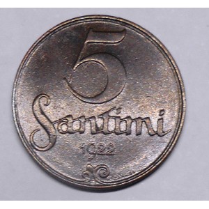 LATVIA 5 Santimi 1922