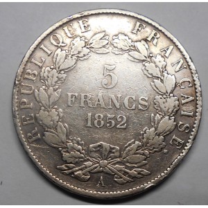 FRANCE 5 Francs 1852 A Luis...
