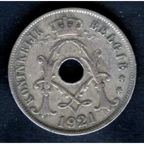 BELGIUM 25 Centimes 1921...