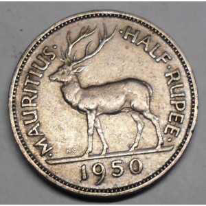 MAURITIUS 1/2 Rupee 1950