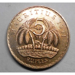 MAURITIUS 5 Rupees 1991