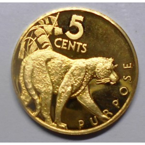 GUYANA 5 Cents 1977 Jaguar...