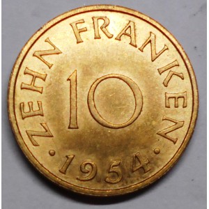 SAARLAND 10 Franken 1954