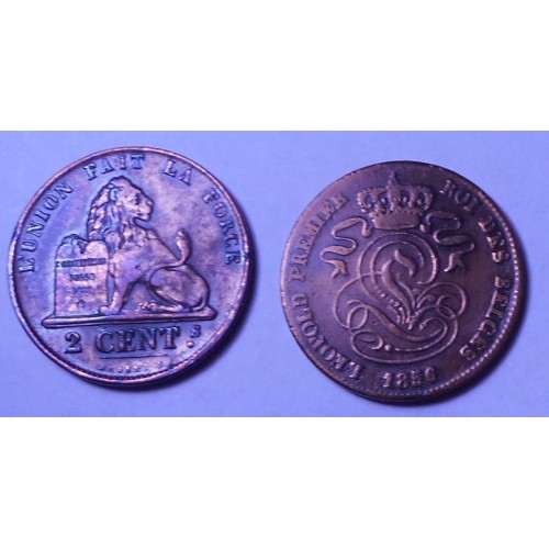 BELGIUM 2 Centimes 1856