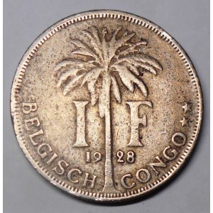 BELGIAN CONGO 1 Franc 1928...