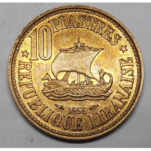 LEBANON 10 Piastres 1955 KM 23