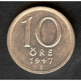 SWEDEN 10 Ore 1947 AG
